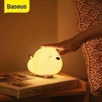 Baseus Cute LED Night Light Soft Silicone Touch Sensor Night Light for Children Kids Bedroom Rechargeable Tap Control Night Lamp from Xiaomi Youpin