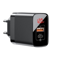 Baseus Mirror Lake Digital Display Dual USB Fast Charge Mobile Phone Charging Head 18W British Plug Charging Head