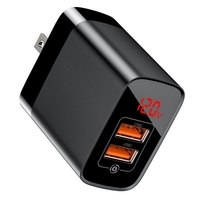 Baseus Mirror Lake Digital Display Dual USB Fast Charge Mobile Phone Charging Head 18W British Plug Charging Head