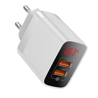 Baseus Mirror Lake Digital Display Dual USB Fast Charge Mobile Phone Charging Head 18W British Plug Charging Head