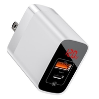 Baseus Mirror Lake Digital Display Dual USB Fast Charge Mobile Phone Charging Head 18W British Plug Charging Head