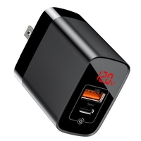 Baseus Mirror Lake Digital Display Dual USB Fast Charge Mobile Phone Charging Head 18W British Plug Charging Head