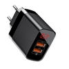 Baseus Mirror Lake Digital Display Dual USB Fast Charge Mobile Phone Charging Head 18W British Plug Charging Head