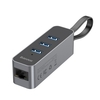 Baseus Small Steel Cannon Series USB A to 3 USB3.0 RJ45 HUB Converter Accessory Driver CD1 Deep Space Gray