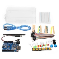Basic Starter Kit UNO R3 Mini Breadboard LED Jumper Wire Button With Box For for Arduino - products that work with official Arduino boards