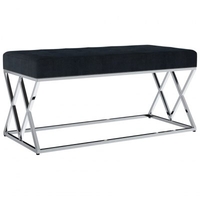 Bench 97 cm Black Velvet Fabric and Stainless Steel