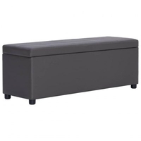 Bench with Storage Compartment 116 cm Grey Faux Leather