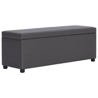 Bench with Storage Compartment 116 cm Grey Faux Leather