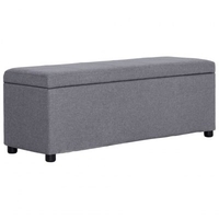 Bench with Storage Compartment 116 cm Light Grey Polyester