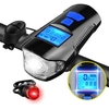 Bike Light Set Bicycle Headlight Taillight Bicycle Speedometer Odometer for Bike with Horn Rechargeable Bike Tail Light and Front Light
