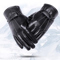 Bike Warm Gloves Autumn Winter Wind Prood PU Black Full Finger Gloves for Bicycle Cycling Motorcycle Driving Ski Hiking Mittens