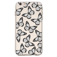 Black and White Contrast Color Butterfly Pattern TPU Material Phone Case Cover Shell for iPhone