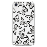 Black and White Contrast Color Butterfly Pattern TPU Material Phone Case Cover Shell for iPhone