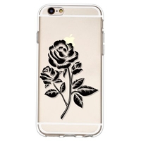 Black Rose Pattern Mobile Phone Case Cover Shell TPU Material for iPhone