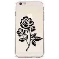 Black Rose Pattern Mobile Phone Case Cover Shell TPU Material for iPhone