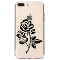 Black Rose Pattern Mobile Phone Case Cover Shell TPU Material for iPhone