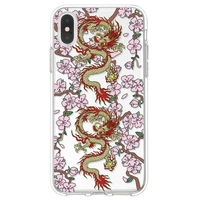 Blooming Plum and Two Dragons Pattern Phone Case Cover Shell TPU Material for iPhone