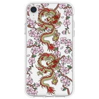 Blooming Plum and Two Dragons Pattern Phone Case Cover Shell TPU Material for iPhone
