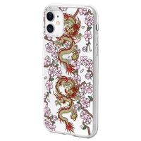 Blooming Plum and Two Dragons Pattern Phone Case Cover Shell TPU Material for iPhone
