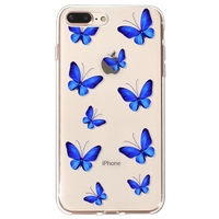 Blue Butterfly Pattern TPU Material Phone Case Cover Shell for iPhone