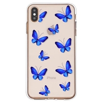 Blue Butterfly Pattern TPU Material Phone Case Cover Shell for iPhone