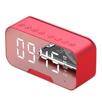Bluetooth Speaker with FM Radio LED Mirror Alarm Clock Subwoofer Music Player Snooze Desktop Clock Wireless