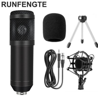 BM-800 Professional Studio Condenser Sound Recording Microphone + Plastic Shock Mount Kit for Recording Braodcasting Singing Recording KTV Karaoke Mic