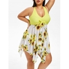 Bowknot Sunflower Floral Butterfly Plus Size Tankini Set