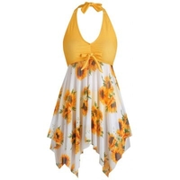 Bowknot Sunflower Floral Butterfly Plus Size Tankini Set