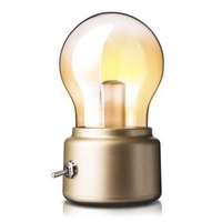 Bulb Shape USB Night Light Retro Novelty Glass Creative LED Table Lamp