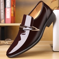 Business Leather Dress Shoes Bright Skin Men Shoes Pointed for Spring