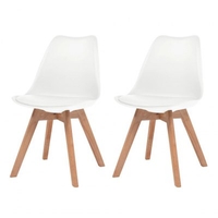 Dining Chairs 2 pcs Artificial Leather Solid Wood White