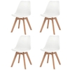 Dining Chairs 4 pcs Artificial Leather Solid Wood White