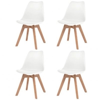 Dining Chairs 4 pcs Artificial Leather Solid Wood White
