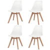 Dining Chairs 4 pcs Artificial Leather Solid Wood White