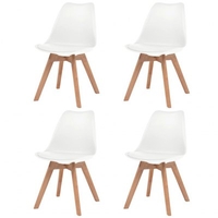 Dining Chairs 4 pcs Artificial Leather Solid Wood White
