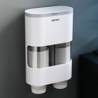 Disposable Paper Cup Holder Automatic Cup Remover Double-tube Double-row Dust-proof Wall-mounted Storage Box