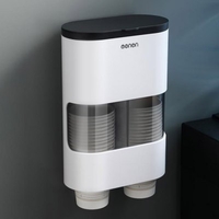 Disposable Paper Cup Holder Automatic Cup Remover Double-tube Double-row Dust-proof Wall-mounted Storage Box