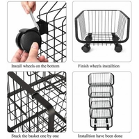DIY Metal Kitchen Storage Rack Stackable 5-Tier Utility Trolley Removable Wheels