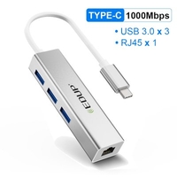 EDUP USB C HUB 1000Mbps 3 Ports USB 3.0 Type C HUB USB to Rj45 Gigabit Ethernet Adapter for MacBook Laptop Computer Accessories