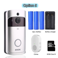 EKEN V5 Smart WiFi Video Doorbell Camera Visual Intercom With Chime Night Vision IP Door Bell Wireless Home Security Camera
