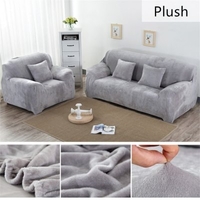 Elastic Sofa Cover Solid Color Plush Thicken Universal Sectional Slipcover 1/2/3/4 seater Stretch Couch Cover for Living Room