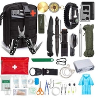 Emergency Survival Kit Survival Gear First Aid Kit SOS Tactical Tool Flashlight with Molle bag Suitable for Camping Adventure