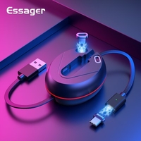 Essager 3 in 1 Retractable Magnetic Cable For iPhone Xiaomi Micro USB Type C Cable 3A Fast Charging Data Wire Cord