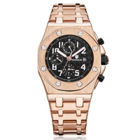 KIMSDUN 1222AG Men Automatic Mechanical Watch Fashion Steel Band Three Eyes Waterproof Multifunctional Wristwatch