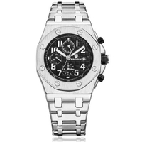 KIMSDUN 1222AG Men Automatic Mechanical Watch Fashion Steel Band Three Eyes Waterproof Multifunctional Wristwatch