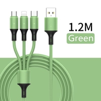 New 3-in-1 Liquid Silicone Data Cable Charging Cable 1.2M Automatic Routing Magic Line Soft Cable For Lighting/Micro USB/Type-C