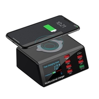 New Arrival Multi USB Type C/PD Wall Charger Station QC3.0 Fast Wireless Charger Adapter with LED Digital Display