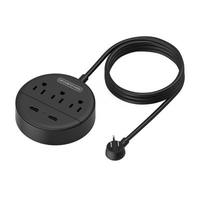 NTONPOWER Flat Plug Power Strip Wall Mount Charging Station with 10ft Extension Cord For Home Dorm Room Office and Nightstand