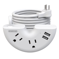 NTONPOWER Portable USB Travel Power Strip US Plug Short Extension Cord 15 inch for Office Home Hotels Cruise Ship Nightstand